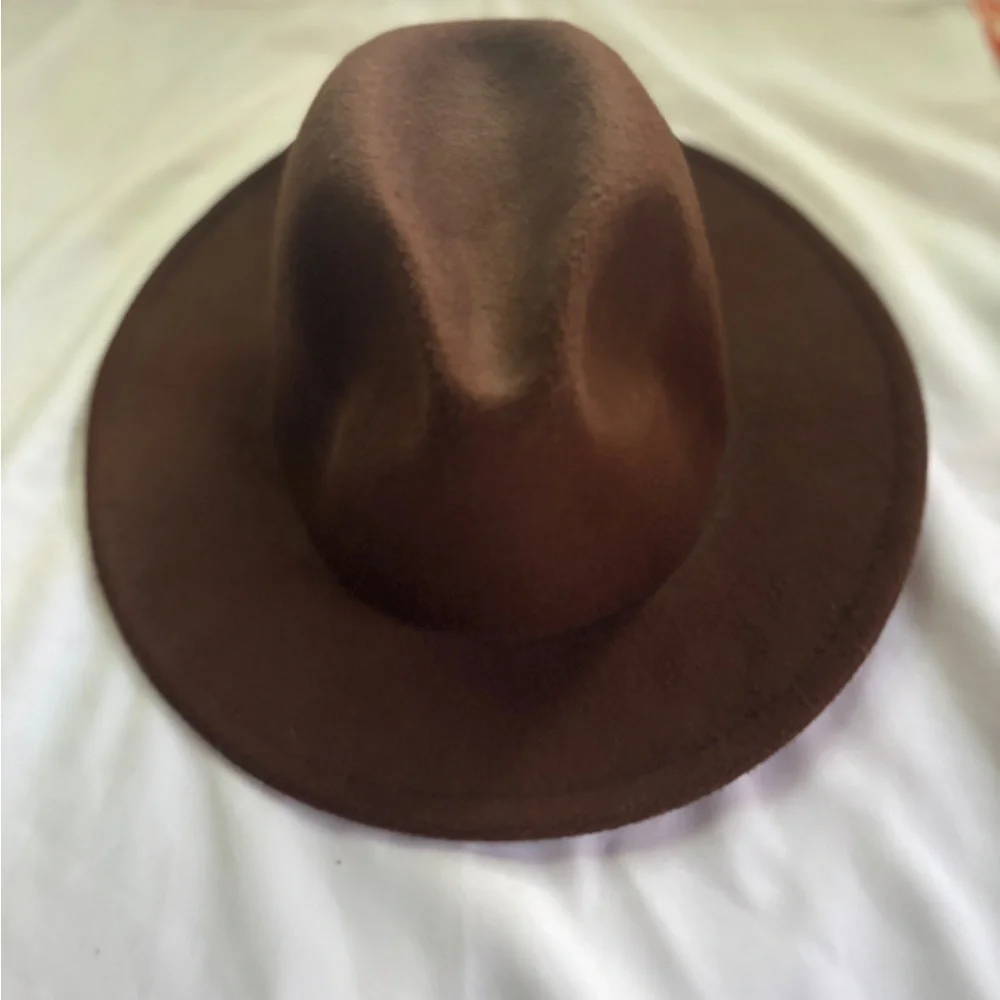 Wide Brim Fedora Hat for Women or‎ Men Brown Woolen Felt Hat Panama Jazz Cap